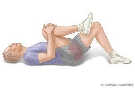 illistration representing knee to chest stretch.